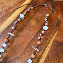 Load image into Gallery viewer, Handmade Sunstone and Selenite Macrame Necklace