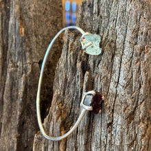 Load image into Gallery viewer, Sterling Silver Garnet & Aquamarine Bangle
