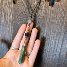 Load image into Gallery viewer, Copper Wrapped Jade Necklace with Tourmaline