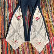 Load image into Gallery viewer, Upcycled Denim Flares~  Festival ~ 70s Style ~ (style 43)