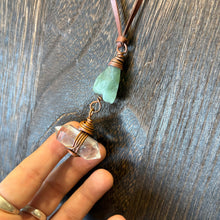 Load image into Gallery viewer, Copper Wrapped Clear Quartz Necklace with Aventurine