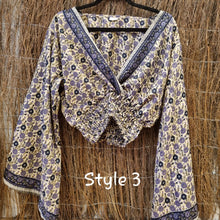 Load image into Gallery viewer, Sari Silk Boho Flare Sleeve Top - Instock Ready to Post