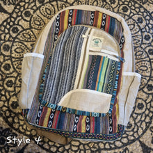 Load image into Gallery viewer, Large Hemp Backpack - School Bag - Hiking - Day Pack
