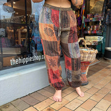 Load image into Gallery viewer, Earthy Hippie Patch Pants ~ Elastic Ankles