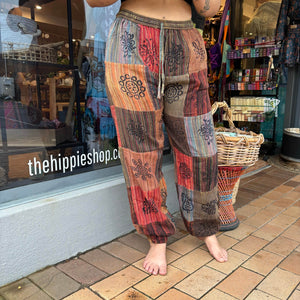 Earthy Hippie Patch Pants ~ Elastic Ankles