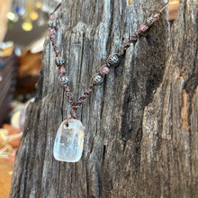 Load image into Gallery viewer, Handmade Clear Quartz Macrame Necklace
