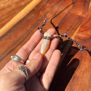 Handmade Lightning Ridge Opal Macrame Necklace