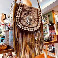 Load image into Gallery viewer, Leather Shell and Gemstone Tassel Bag