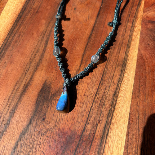 Handmade Lightning Ridge Boulder Opal Macrame Necklace