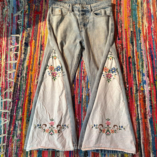 Upcycled Denim Flared Jeans Style 49 ~ Festival ~ 70s Style ~