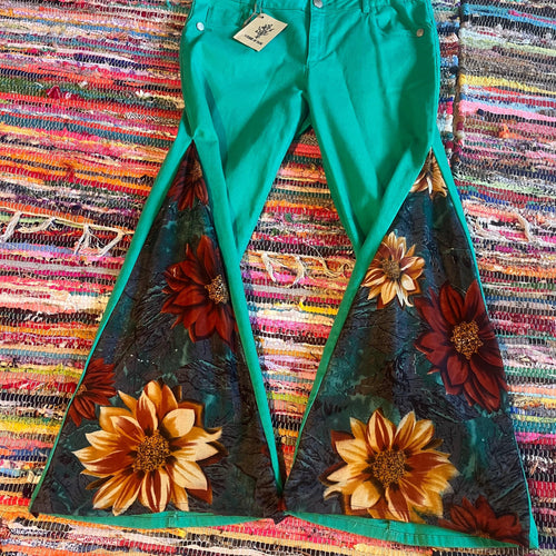 Upcycled Flared Denim Jeans Style 4~ Festival ~ 70s Style ~