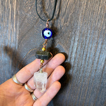 Load image into Gallery viewer, Copper Wrapped Clear Quartz Necklace with Labradorite