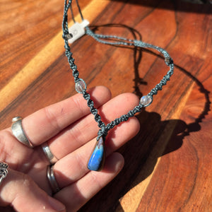 Handmade Lightning Ridge Boulder Opal Macrame Necklace