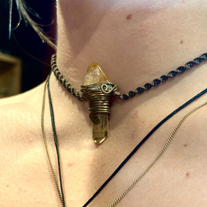Handmade Citrine & Apatite Copper Wire Macrame Necklace