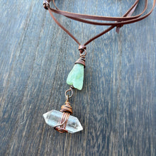 Load image into Gallery viewer, Copper Wrapped Clear Quartz Necklace with Aventurine