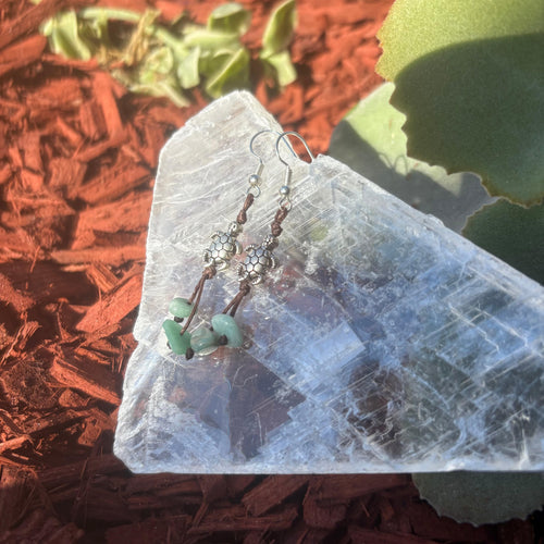Turtle Charm and Amazonite Handmade Drop Earrings