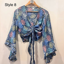 Load image into Gallery viewer, Sari Silk Boho Tie Top - Instock Ready to Post