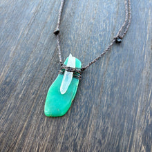 Load image into Gallery viewer, Handmade Green Chrysoprase with Clear Quartz Necklace