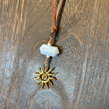 Load image into Gallery viewer, Copper Wrapped Blue Lace Agate Necklace with Golden Sun