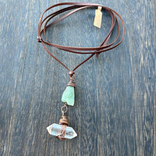 Load image into Gallery viewer, Copper Wrapped Clear Quartz Necklace with Aventurine