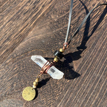 Load image into Gallery viewer, Copper Wrapped Clear Quartz Necklace with Tourmaline