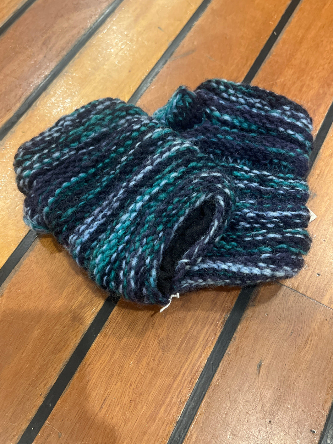 Green Knit Fingerless Winter Gloves - Polar Fleece Lined!