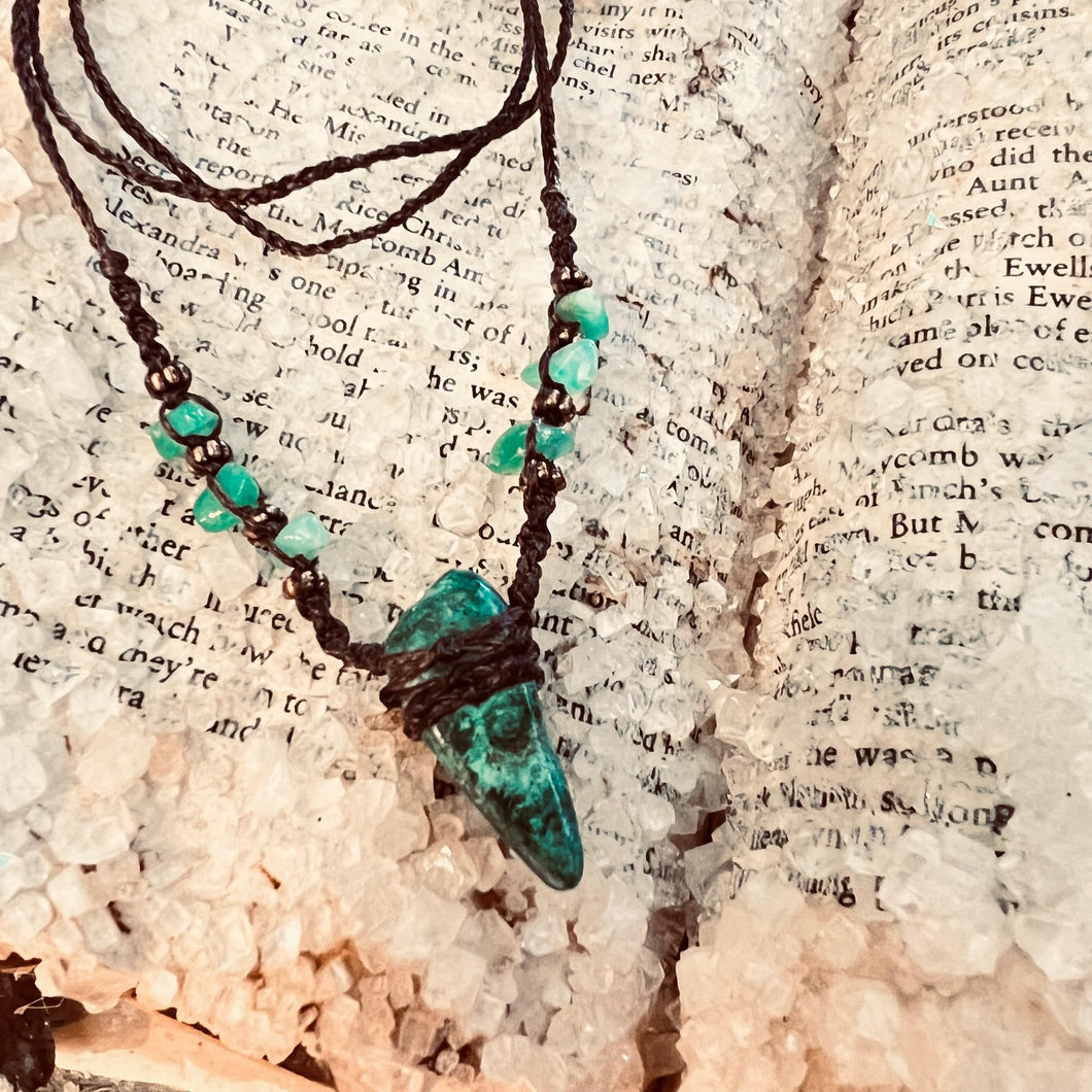 Chrysocolla Handmade Macrame Necklace