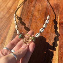 Load image into Gallery viewer, Handmade Cowrie Shell and Tibetan Turquoise Macrame Necklace