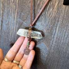 Load image into Gallery viewer, Copper Wrapped Clear Quartz Necklace with Jade