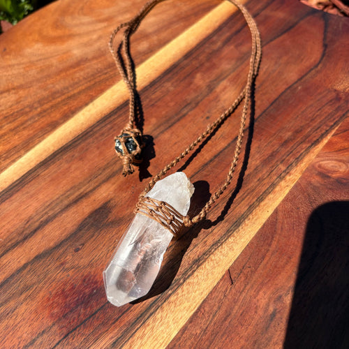 Handmade Clear Quartz Macrame Necklace