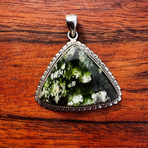Green Peruvian Opal Solid Sterling Silver Pendant