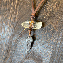 Load image into Gallery viewer, Copper Wrapped Clear Quartz Necklace with Angel wing