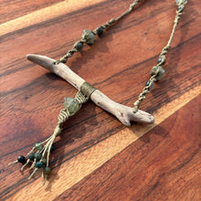 Load image into Gallery viewer, Drift Wood, Prehnite and Indian Agate Macrame Necklace