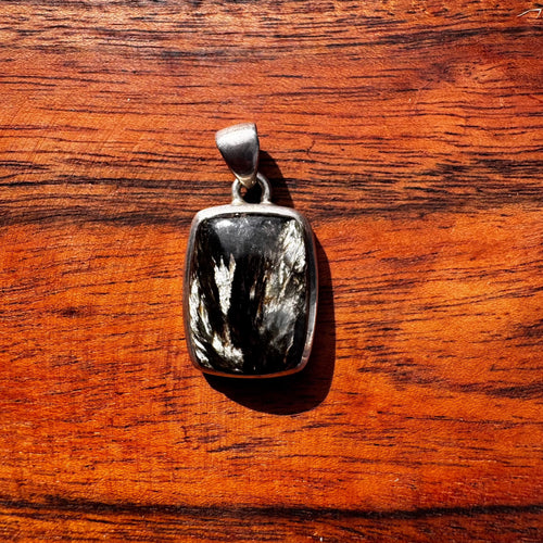Black Golden Seraphinite Solid Sterling Silver Pendant