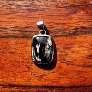 Black Golden Seraphinite Solid Sterling Silver Pendant
