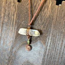 Load image into Gallery viewer, Copper Wrapped Clear Quartz Necklace with Jade
