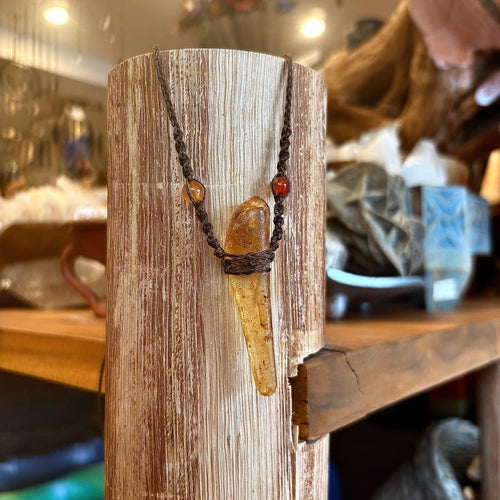 Handmade Genuine Amber Macrame Necklace
