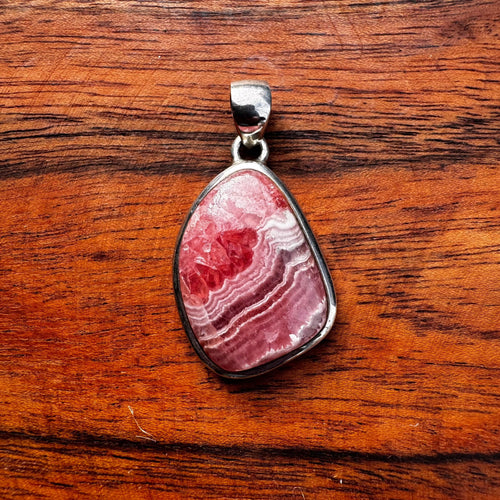 Rhodocrosite Solid Sterling Silver Pendant