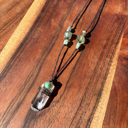 Handmade Clear Quartz & Green Chrysoprase Necklace
