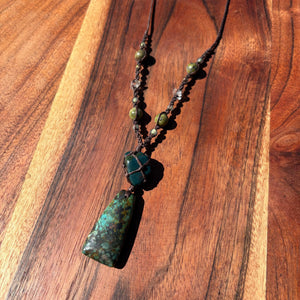 Handmade African Turquoise Macrame Necklace