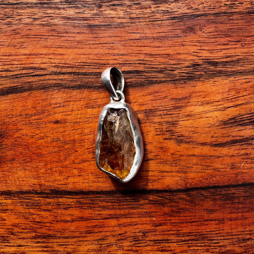 Citrine Solid Sterling Silver Pendant