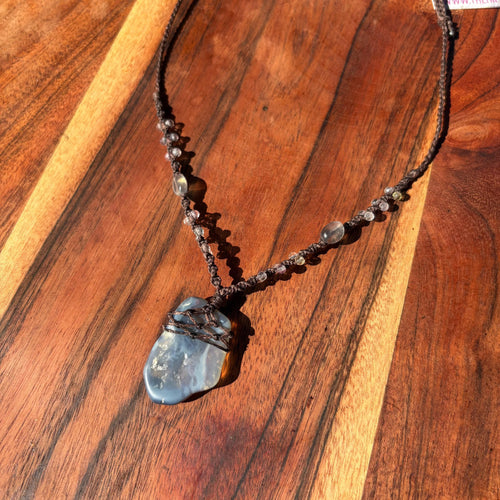 Handmade Lightning Ridge Opal Macrame Necklace