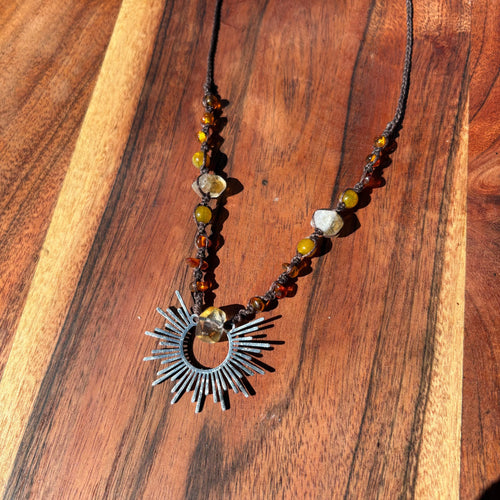 Handmade Sunburst Macrame Necklace