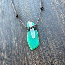 Load image into Gallery viewer, Handmade Green Chrysoprase with Clear Quartz Necklace