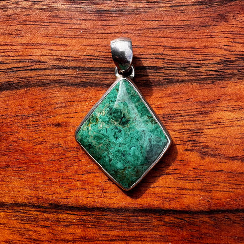 Chrysocolla Solid Sterling Silver Pendant