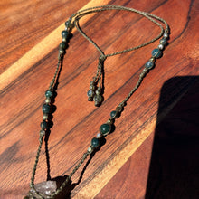 Load image into Gallery viewer, Handmade Smoky Lemurian Macrame Necklace