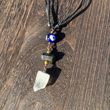 Load image into Gallery viewer, Copper Wrapped Clear Quartz Necklace with Labradorite