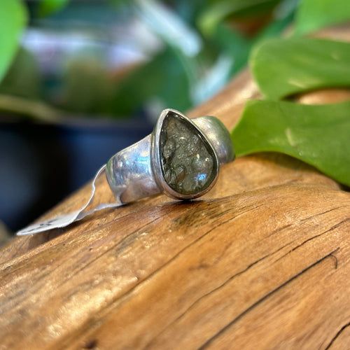 Moldavite 925 Sterling Silver Ring ~ size 7