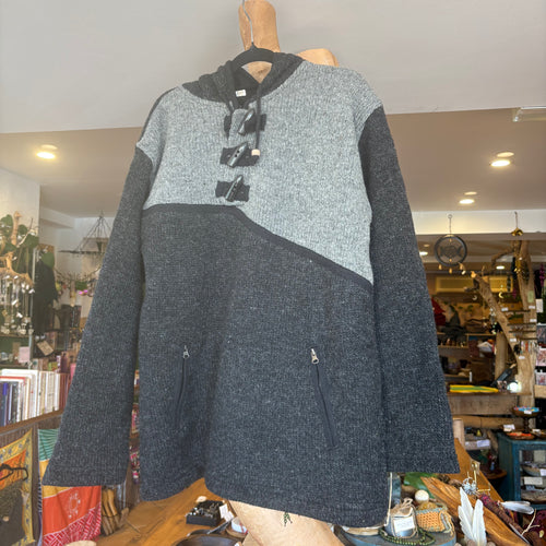 Hippie Knitted Fleece  Lined Jacket Large  ~ festival ~ gypsy