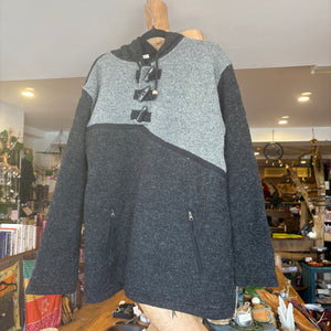 Hippie Knitted Fleece  Lined Jacket Large  ~ festival ~ gypsy